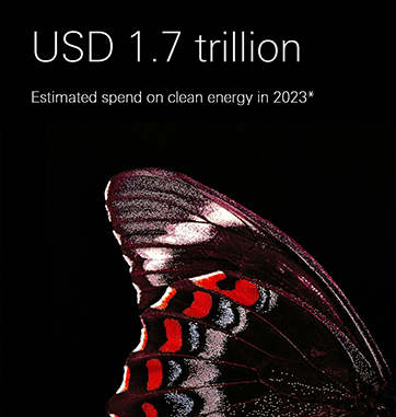 USD 1.7 trillion estimated spend on clean energy in 2023.*